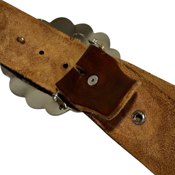 Vintage Montana Silversmiths Statement Buckle & Hand Tooled Brown Leather Belt - Picture 4 of 12